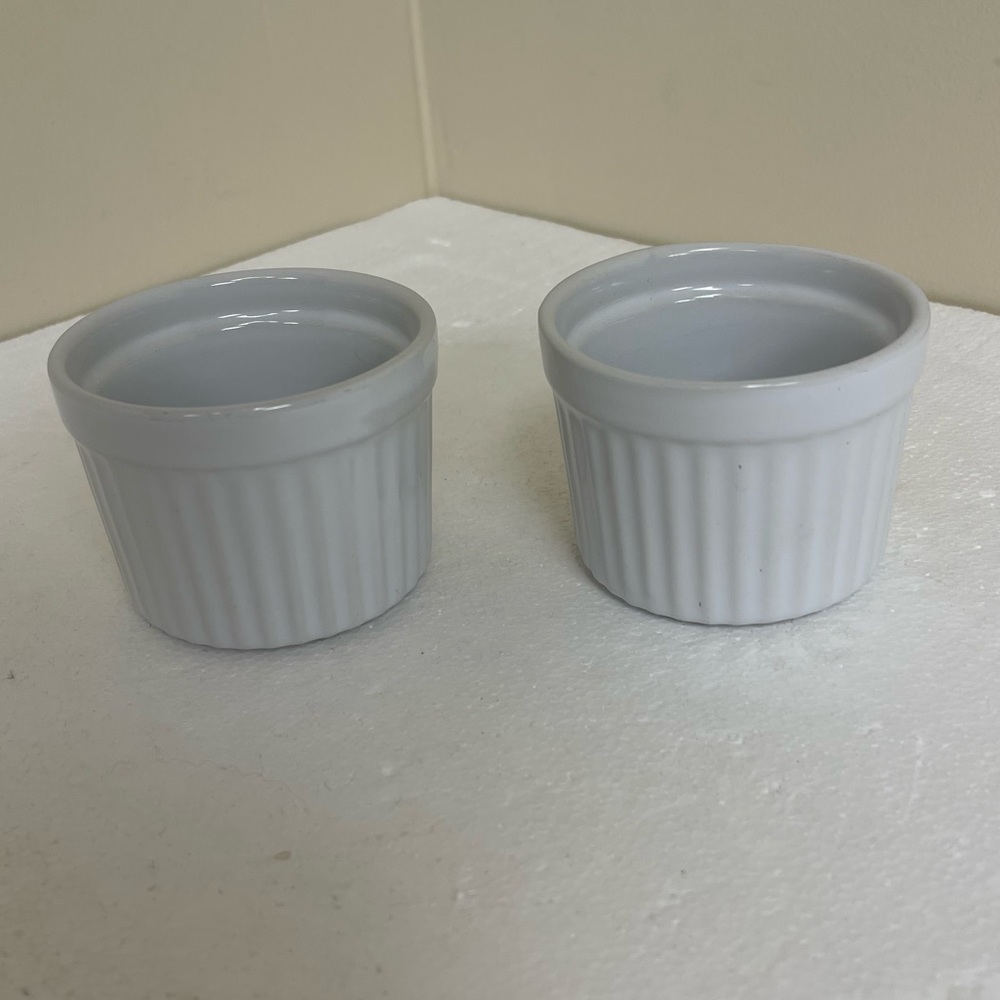 Lot of Two Small White Ceramic Ramekins Palm Restaurant